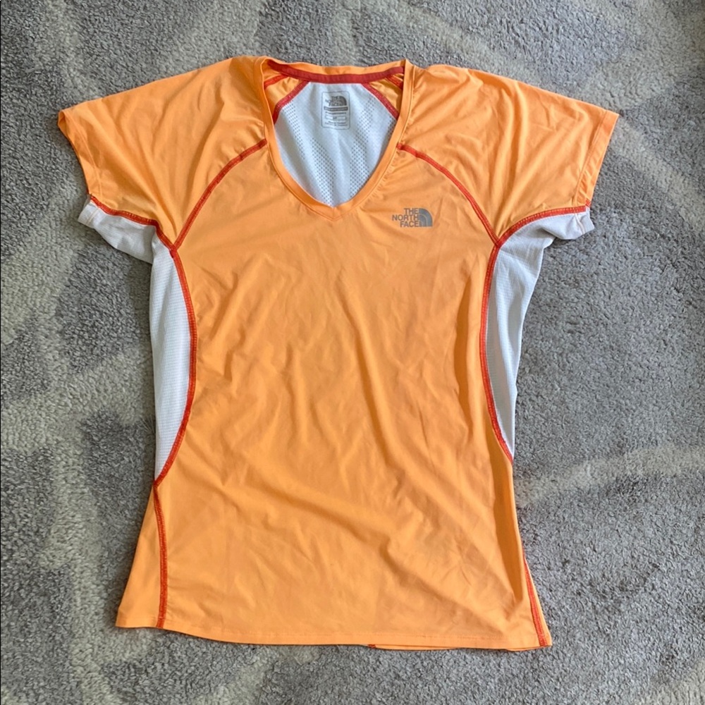 The North Face Orange and White Performance Top